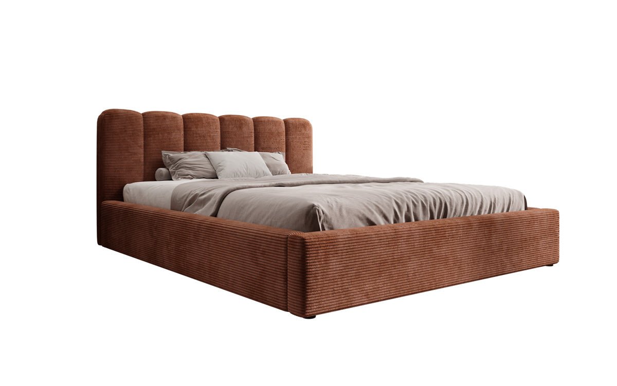 Designer Upholstered Bed Nerra in Corduroy with Storage