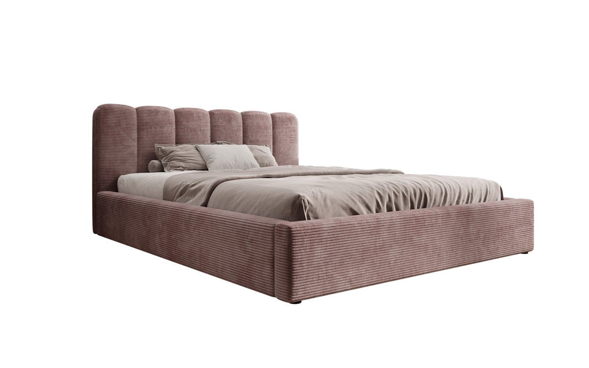 Designer Upholstered Bed Nerra in Corduroy with Storage