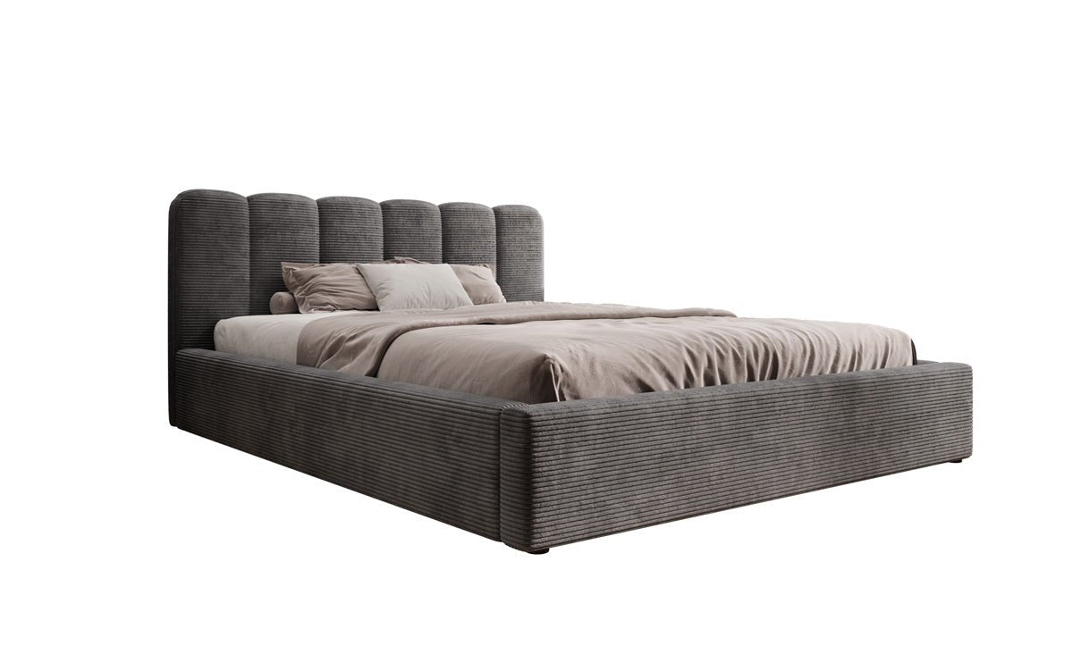Designer Upholstered Bed Nerra in Corduroy with Storage