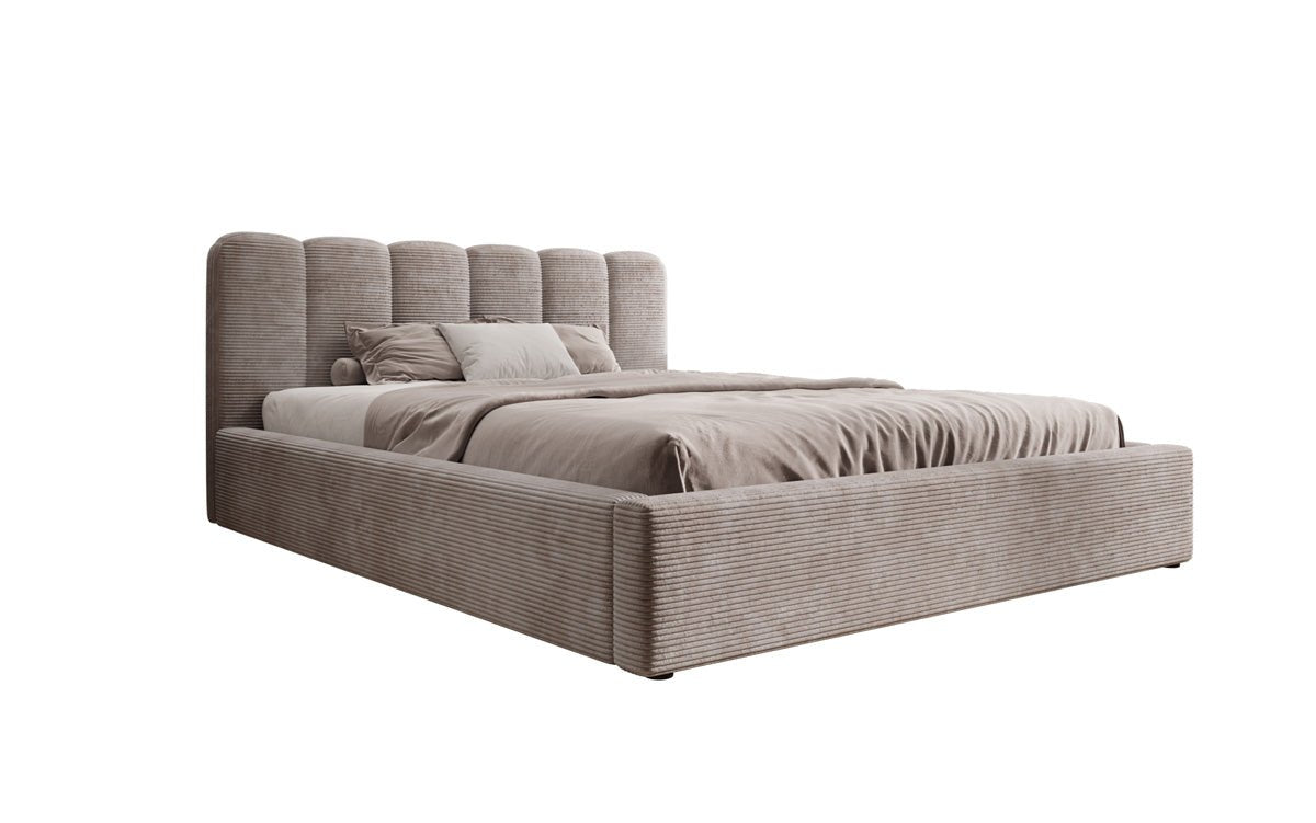 Designer Upholstered Bed Nerra in Corduroy with Storage