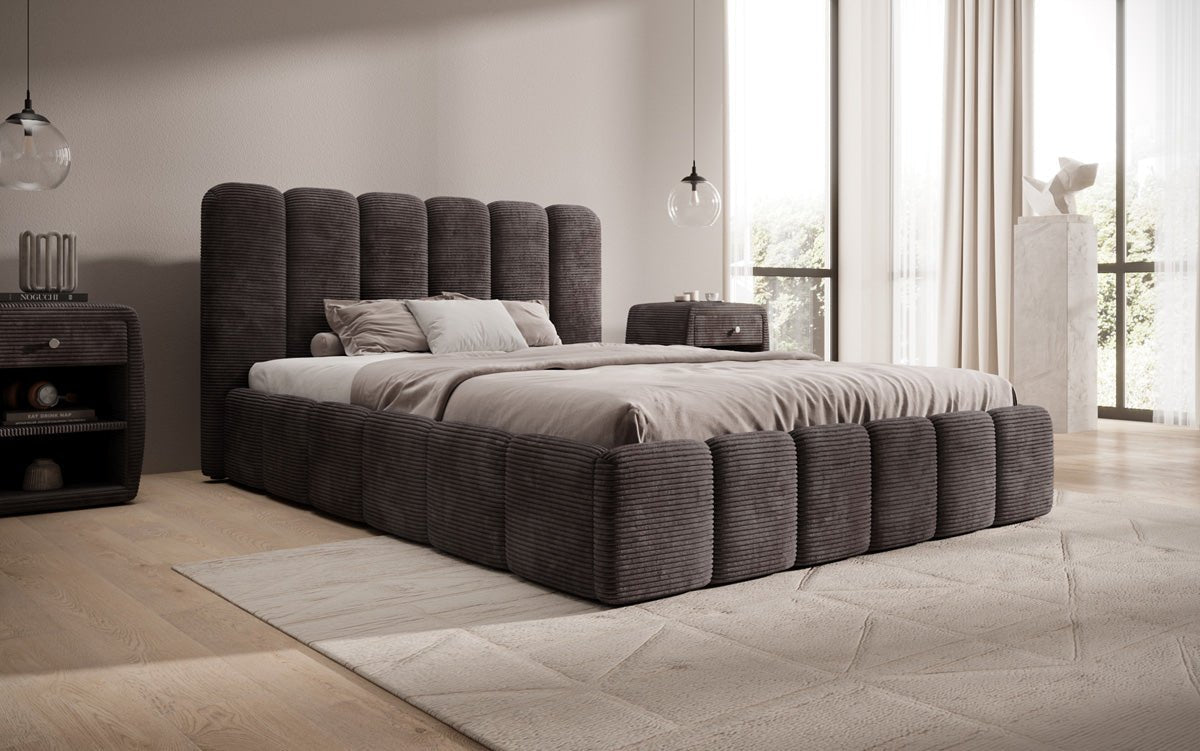 Designer Upholstered Bed Velaro in Corduroy with Storage