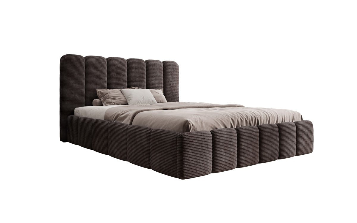 Designer Upholstered Bed Velaro in Corduroy with Storage