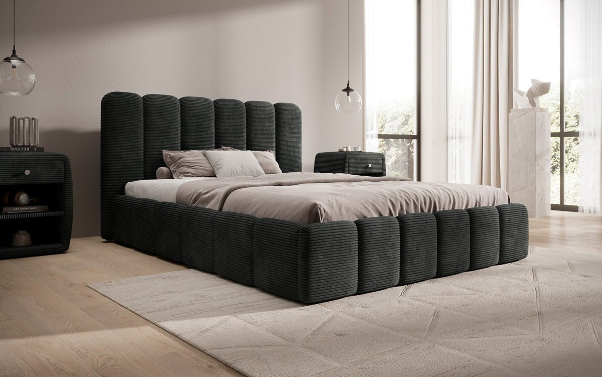 Designer Upholstered Bed Velaro in Corduroy with Storage
