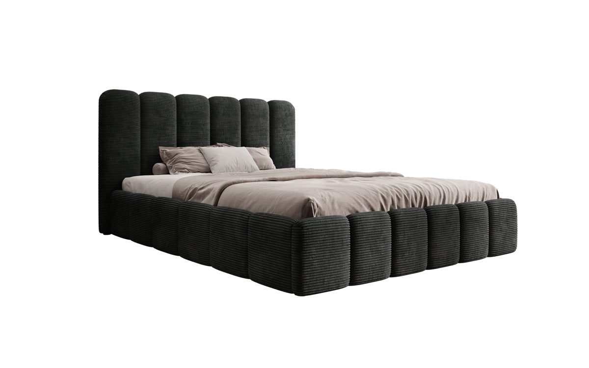 Designer Upholstered Bed Velaro in Corduroy with Storage