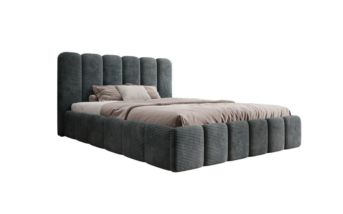 Designer Upholstered Bed Velaro in Corduroy with Storage