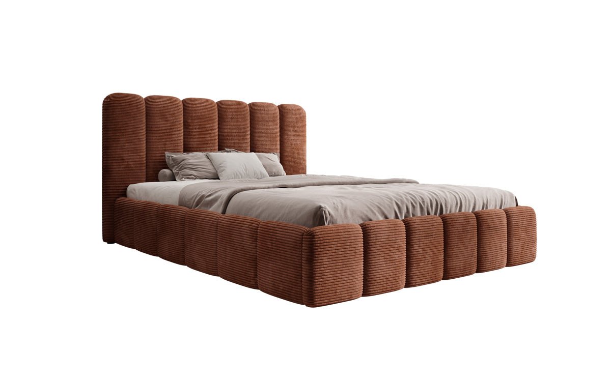 Designer Upholstered Bed Velaro in Corduroy with Storage
