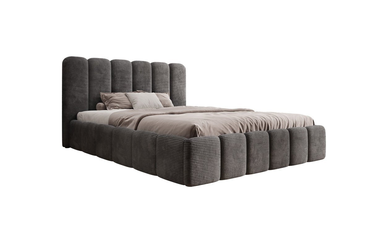 Designer Upholstered Bed Velaro in Corduroy with Storage