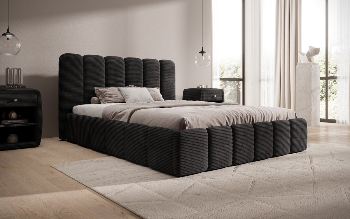 Designer Upholstered Bed Velaro in Corduroy with Storage