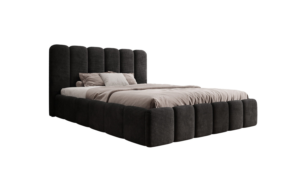 Designer Upholstered Bed Velaro in Corduroy with Storage