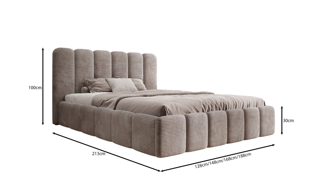 Designer Upholstered Bed Velaro in Corduroy with Storage