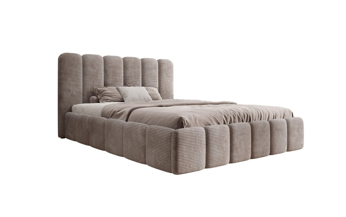Designer Upholstered Bed Velaro in Corduroy with Storage