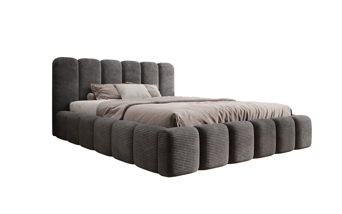 Designert Polsterbett Tevara a Cord mat Stauplaz