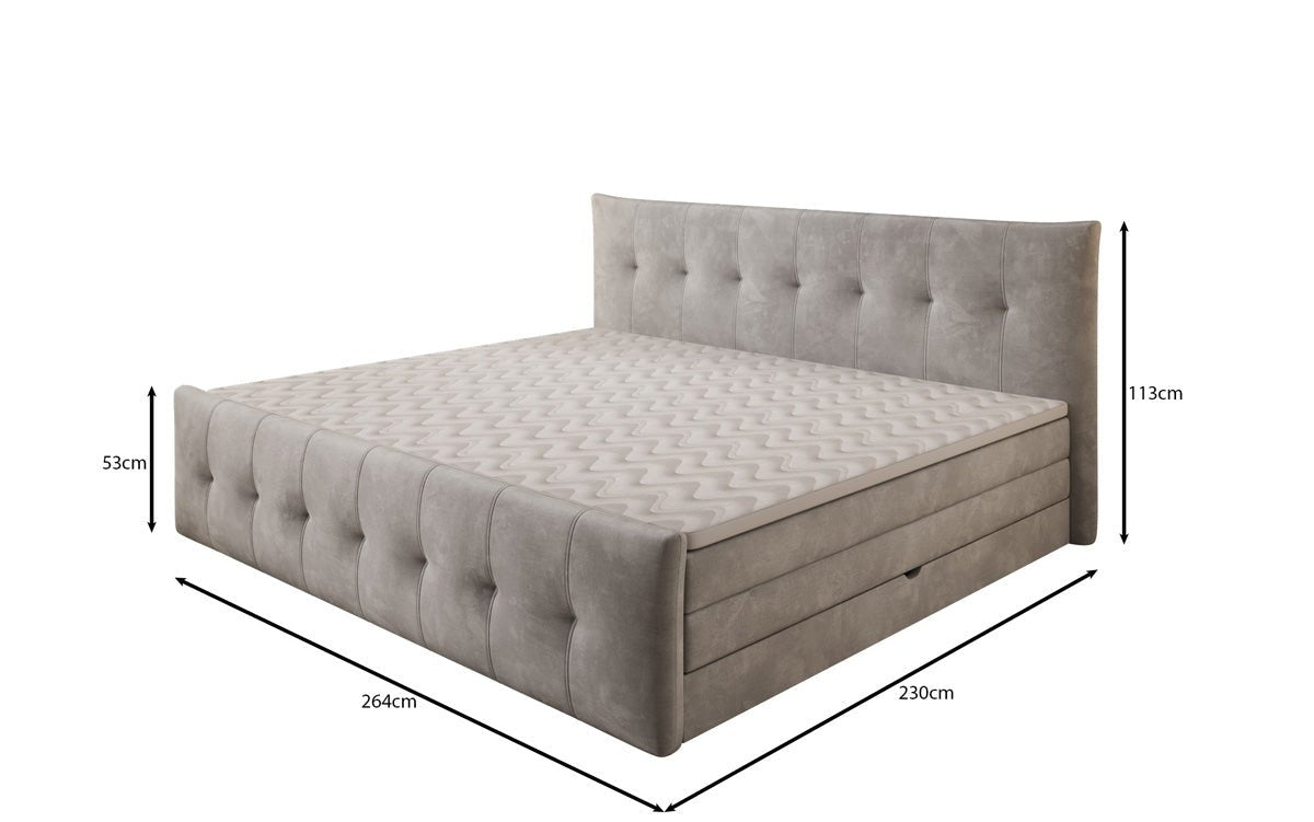 Famillje Boxspringbett Valenza – 220/240x200 mat Späicherplaz a Samt