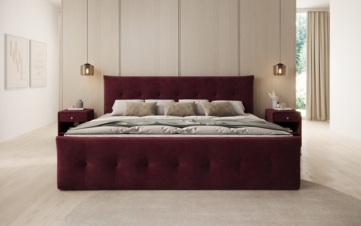 Famillje Boxspringbett Valenza – 220/240x200 mat Späicherplaz a Samt