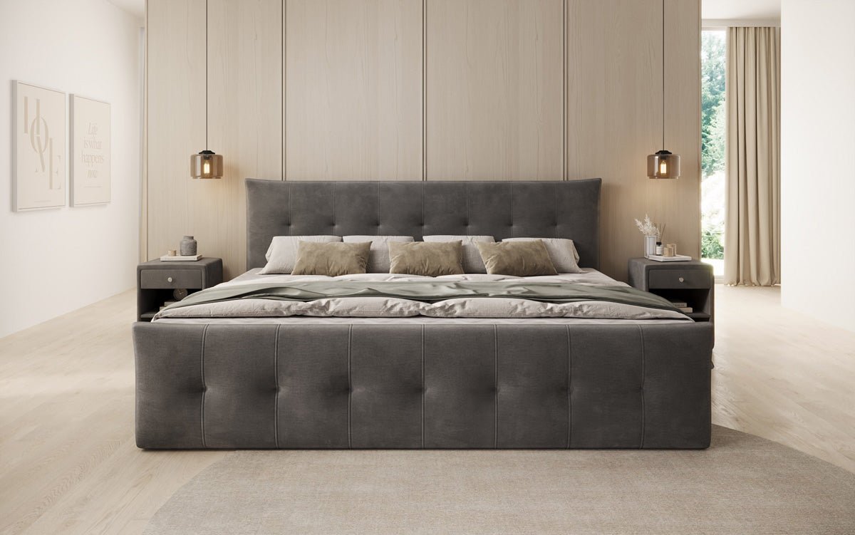 Famillje Boxspringbett Valenza – 220/240x200 mat Späicherplaz a Samt