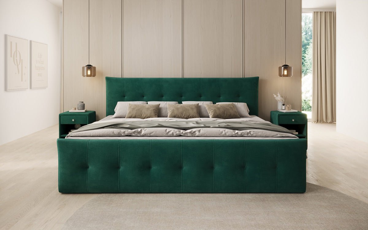 Famillje Boxspringbett Valenza – 220/240x200 mat Späicherplaz a Samt