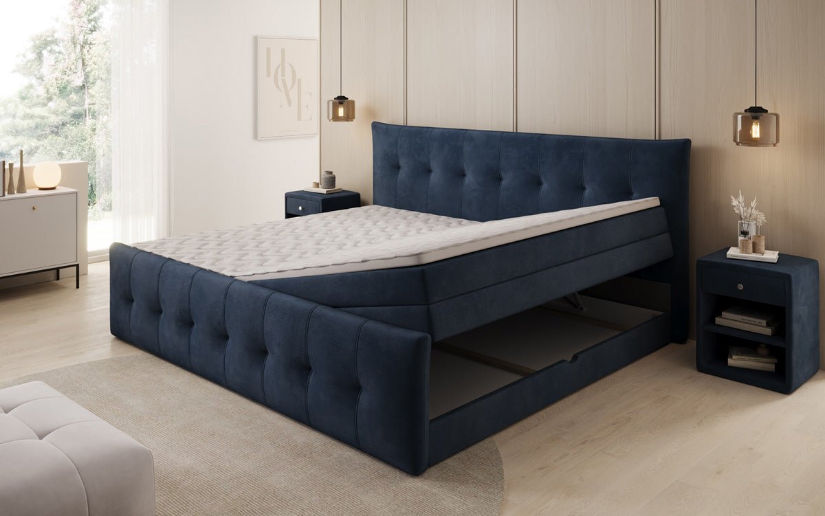 Famillje Boxspringbett Valenza – 220/240x200 mat Späicherplaz a Samt