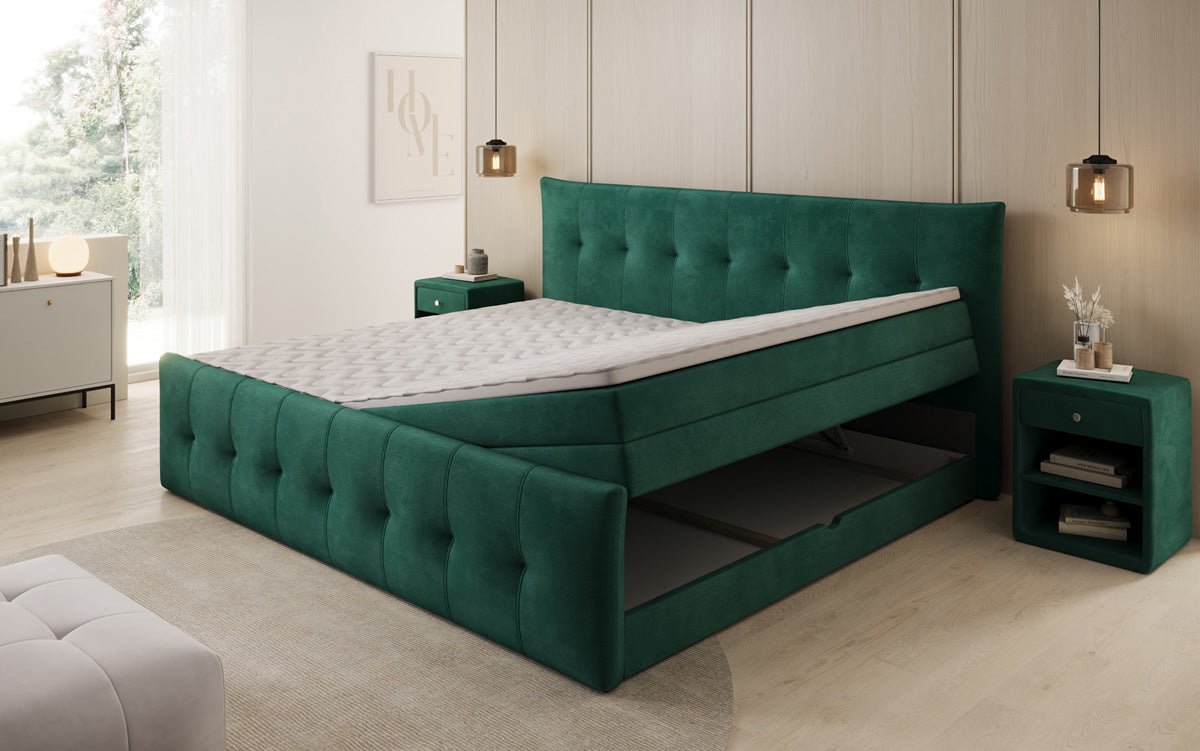 Famillje Boxspringbett Valenza – 220/240x200 mat Späicherplaz a Samt