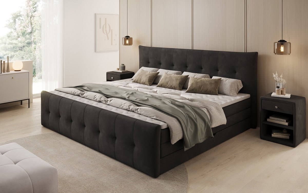 Famillje Boxspringbett Valenza – 220/240x200 mat Späicherplaz a Samt