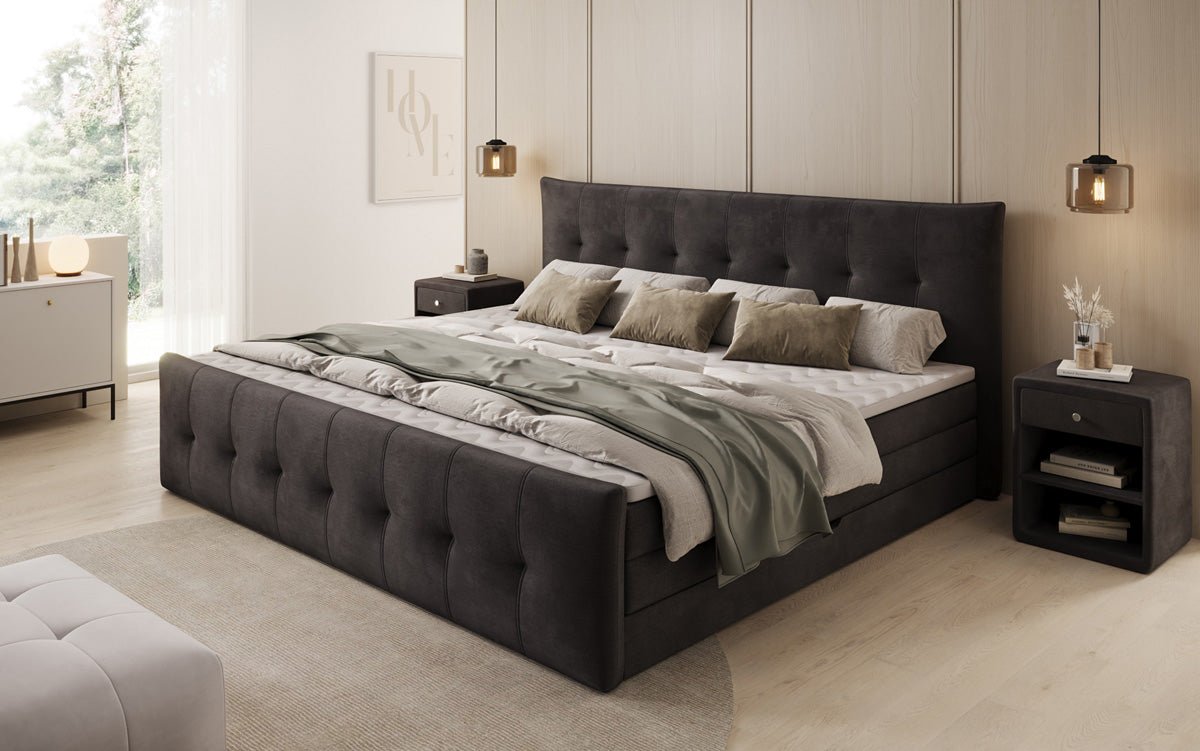 Famillje Boxspringbett Valenza – 220/240x200 mat Späicherplaz a Samt