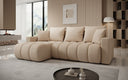 Designer-Ecksofa Giulio mat Schlof- a Klappfunktioun a Bouclé