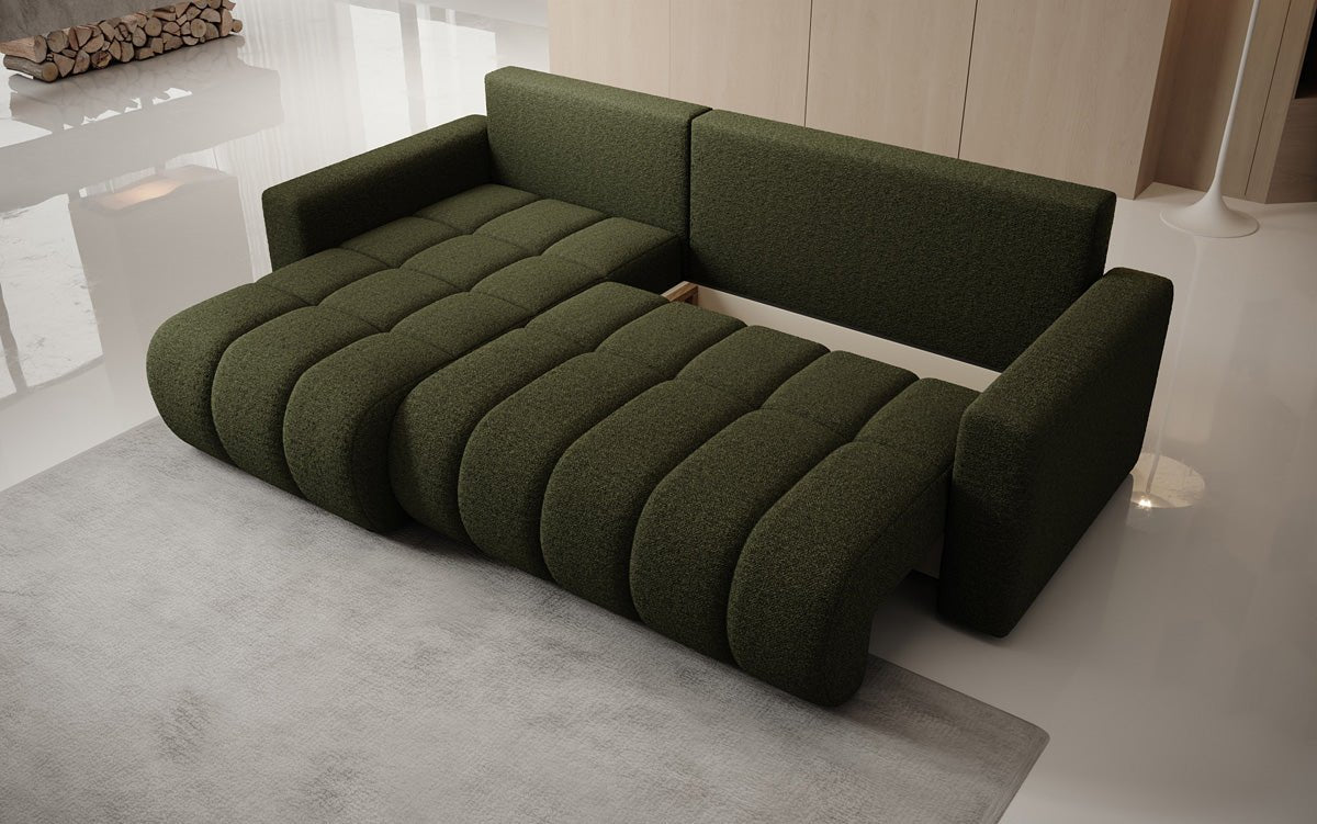 Designer Sofa Giulio L mit Schlaf- und Klappfunktion in Bouclé