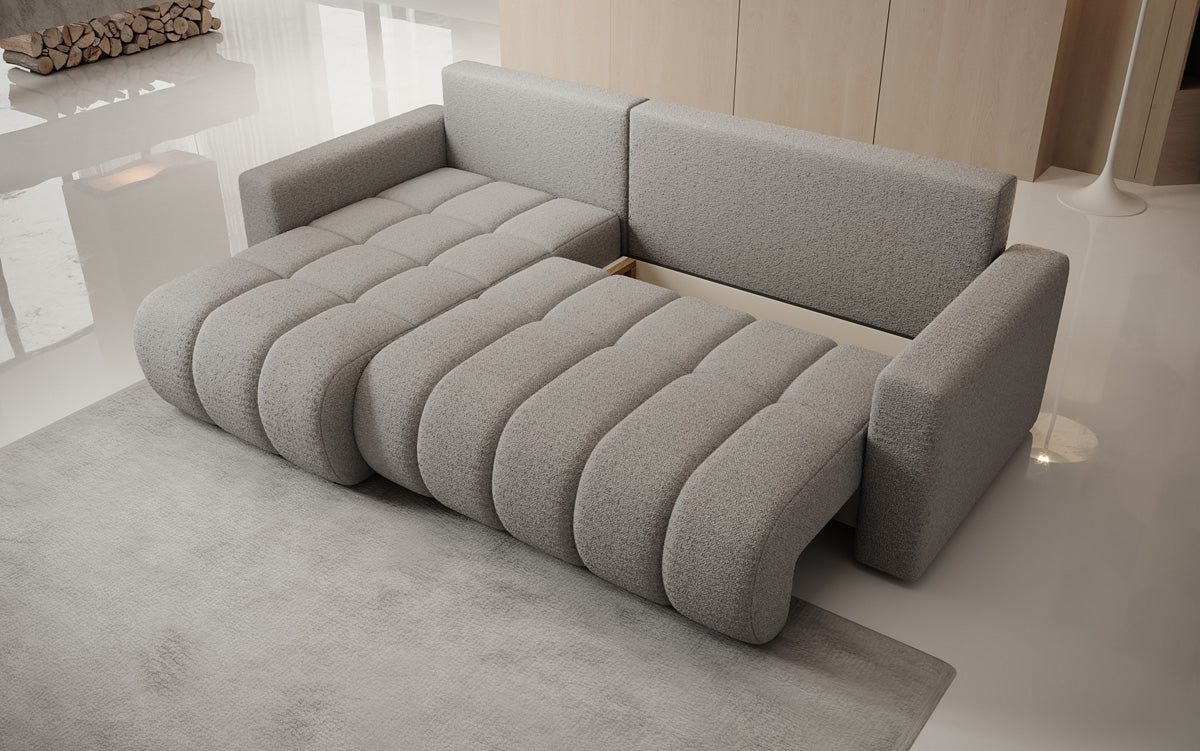Designer Sofa Giulio L mit Schlaf- und Klappfunktion in Bouclé