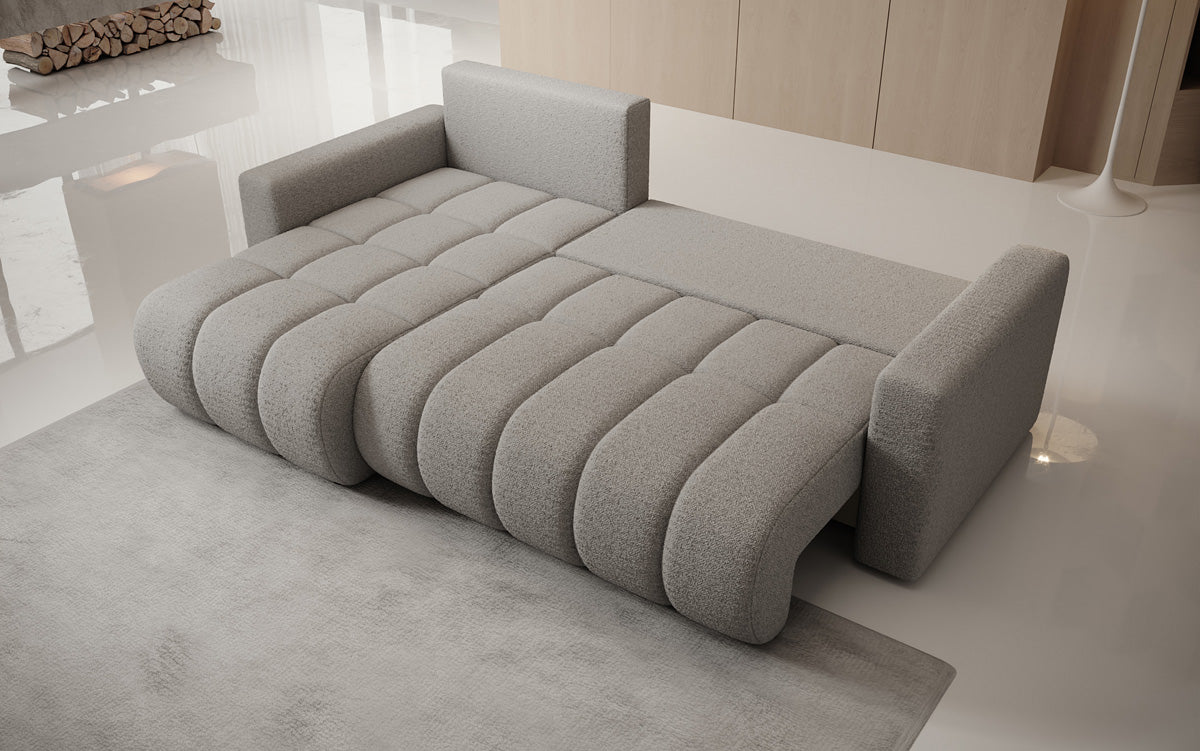 Designer Sofa Giulio L mit Schlaf- und Klappfunktion in Bouclé