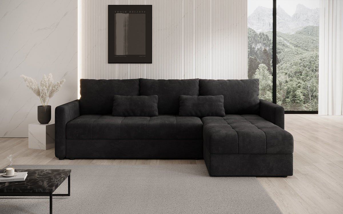 Designersofas Roma aus Cord mat Schloof- a Klappfunktioun