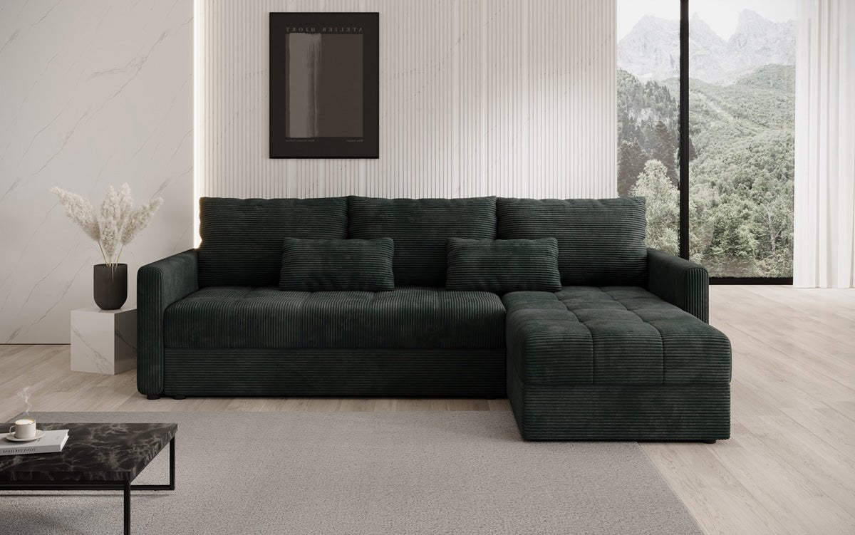 Designersofas Roma aus Cord mat Schloof- a Klappfunktioun