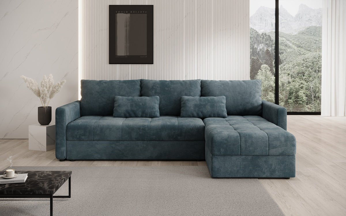 Designersofas Roma aus Cord mat Schloof- a Klappfunktioun