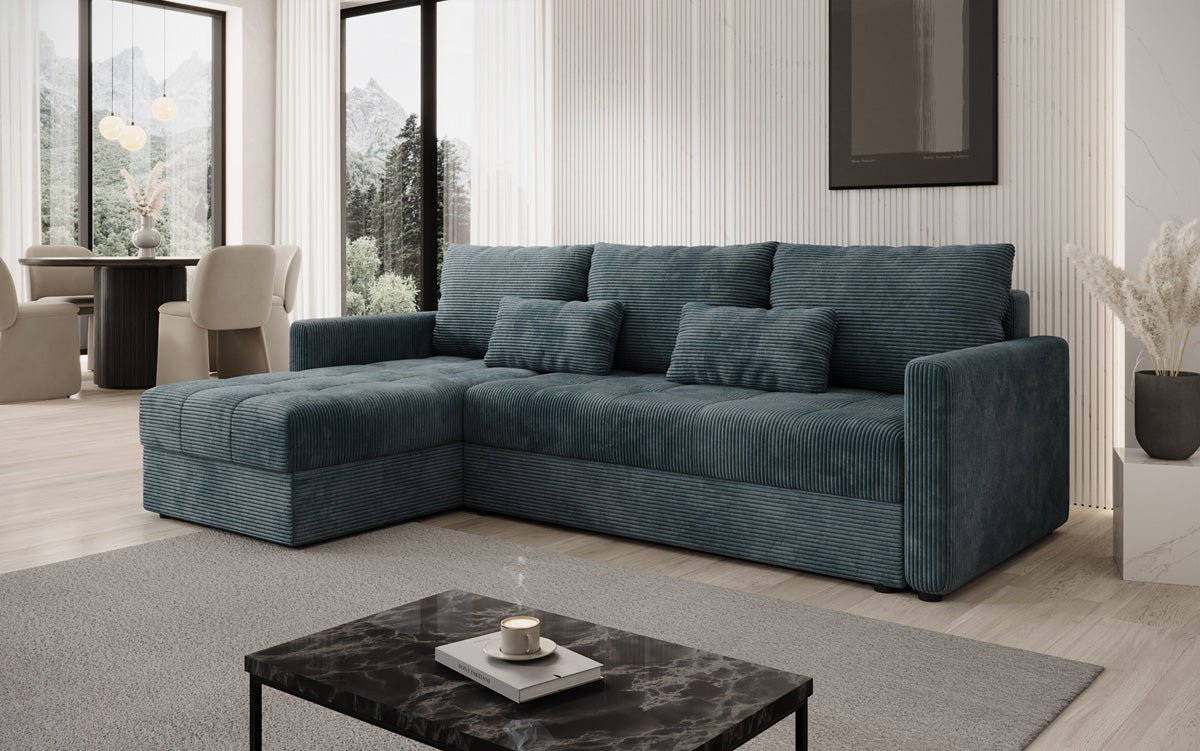 Designersofas Roma aus Cord mat Schloof- a Klappfunktioun