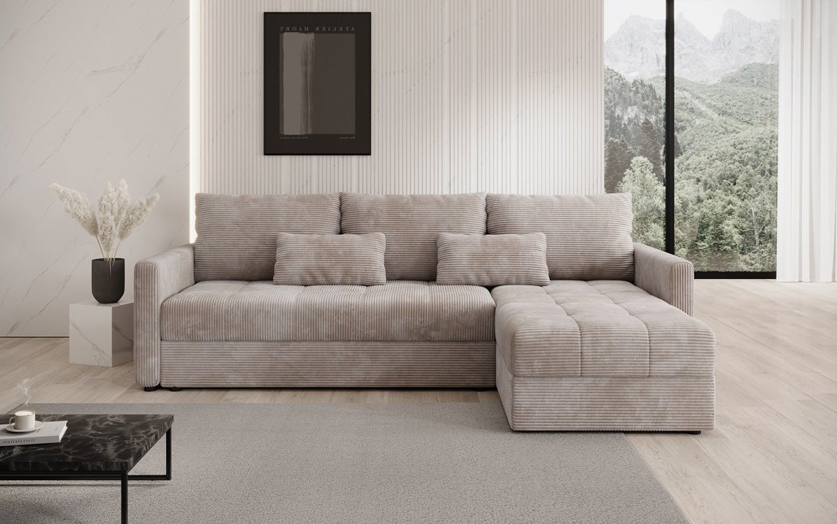Designersofas Roma aus Cord mat Schloof- a Klappfunktioun