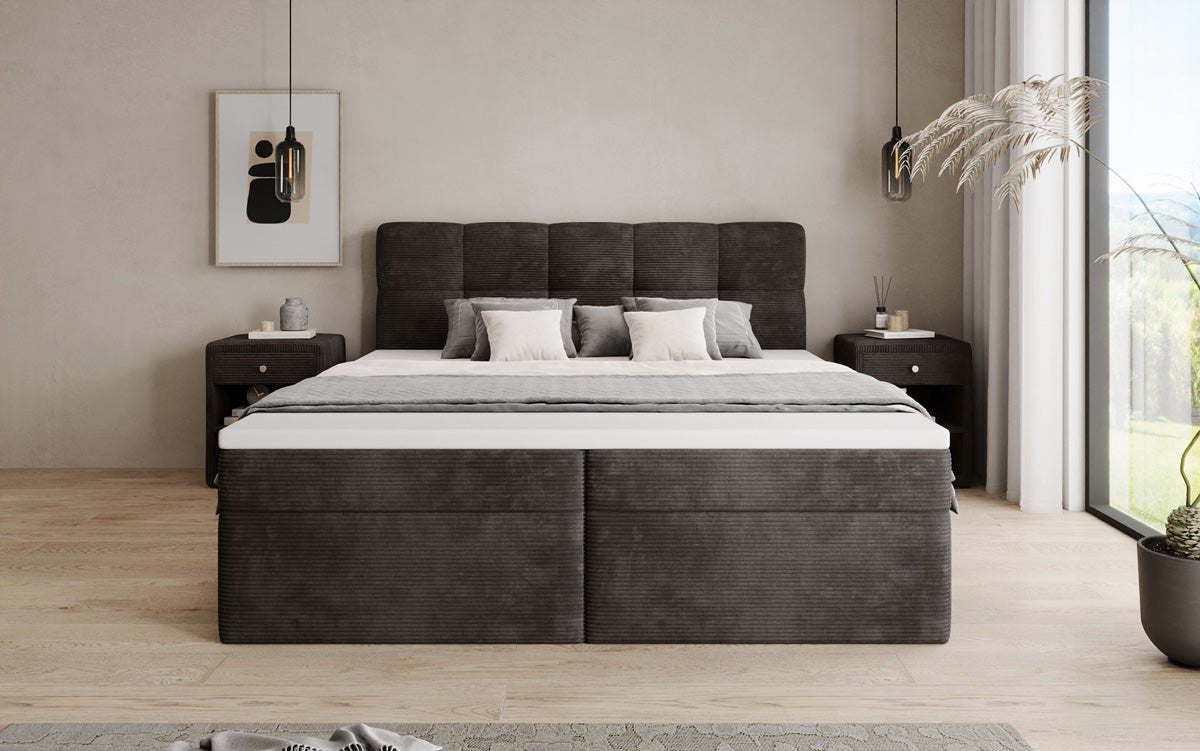 Boxspringbett Cozy II in Cord mit Stauraum