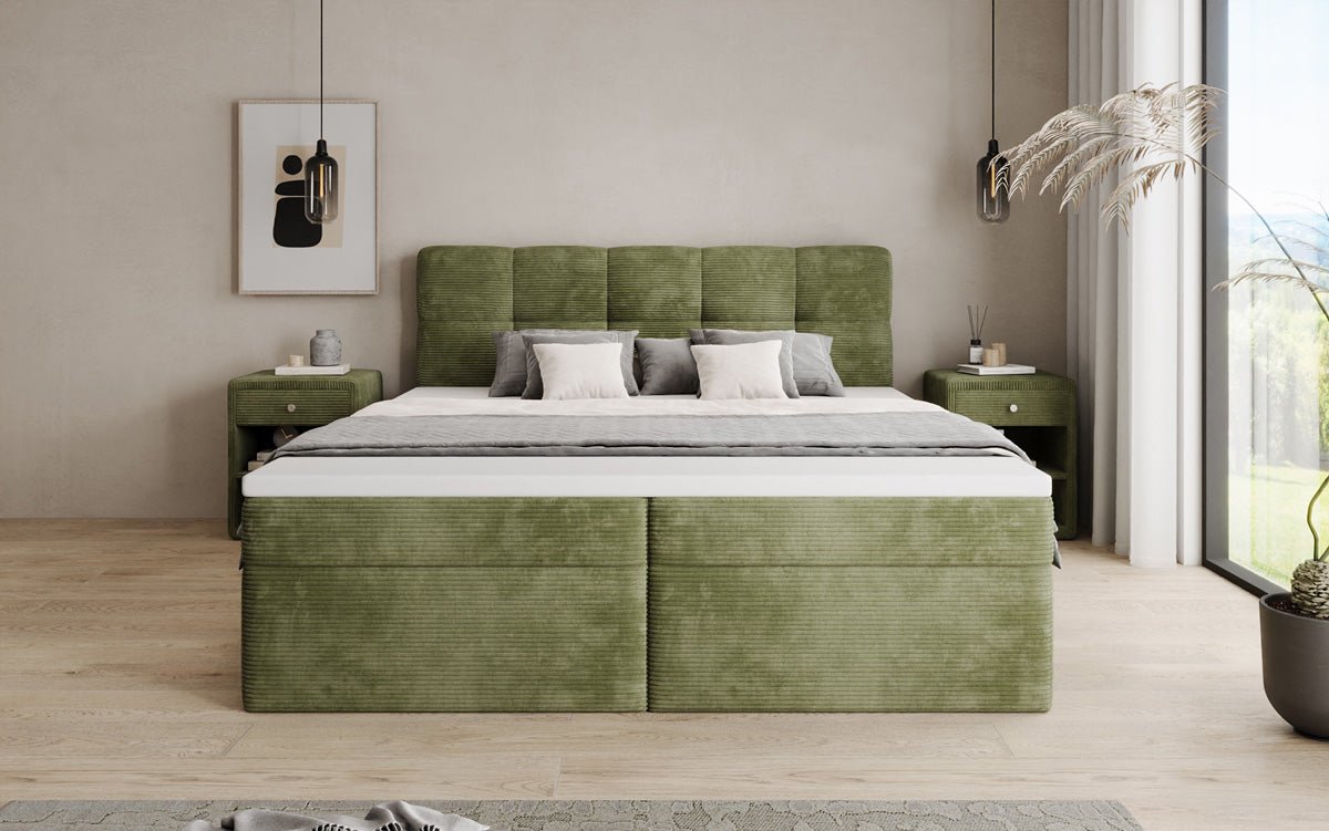 Boxspringbett Cozy II in Cord mit Stauraum