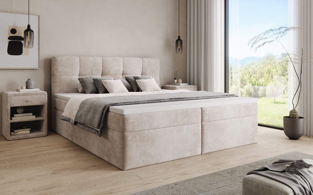 Boxspringbett Cozy II a Cord mat Stauraum