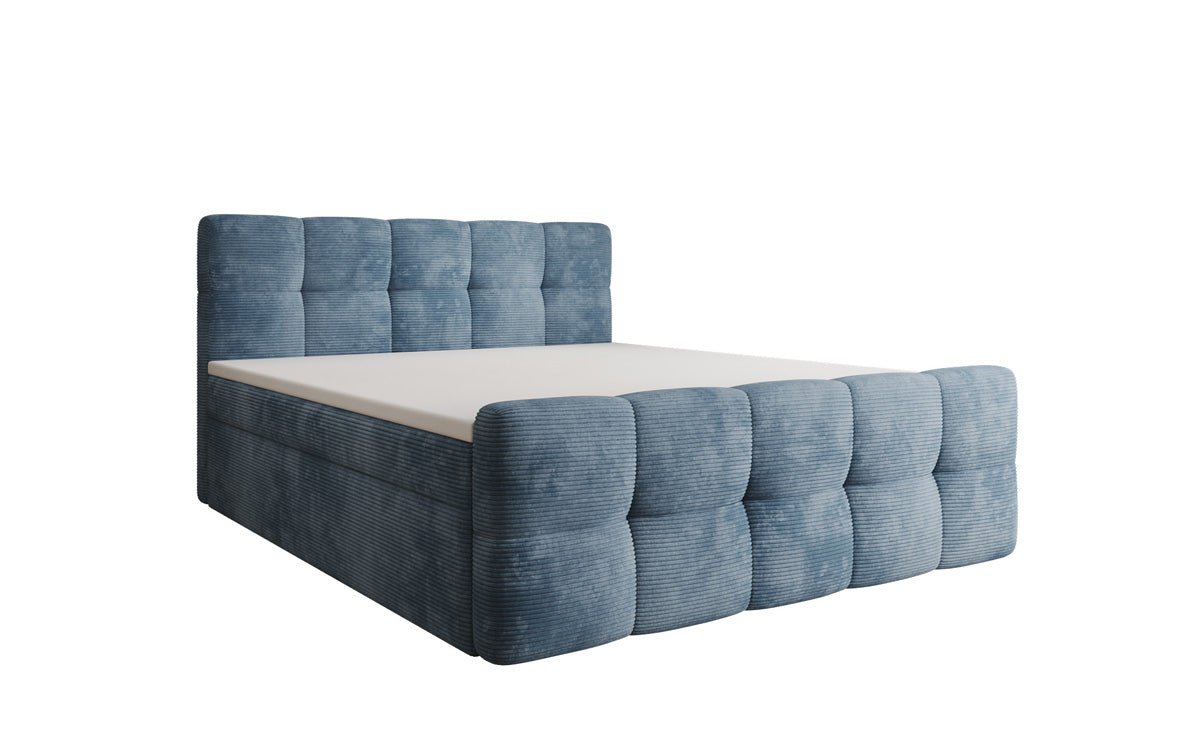 Lit boxspring Cozy en côtelé avec espace de rangement