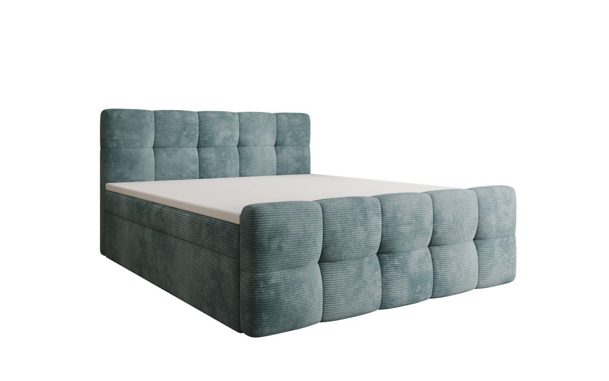 Lit boxspring Cozy en côtelé avec espace de rangement