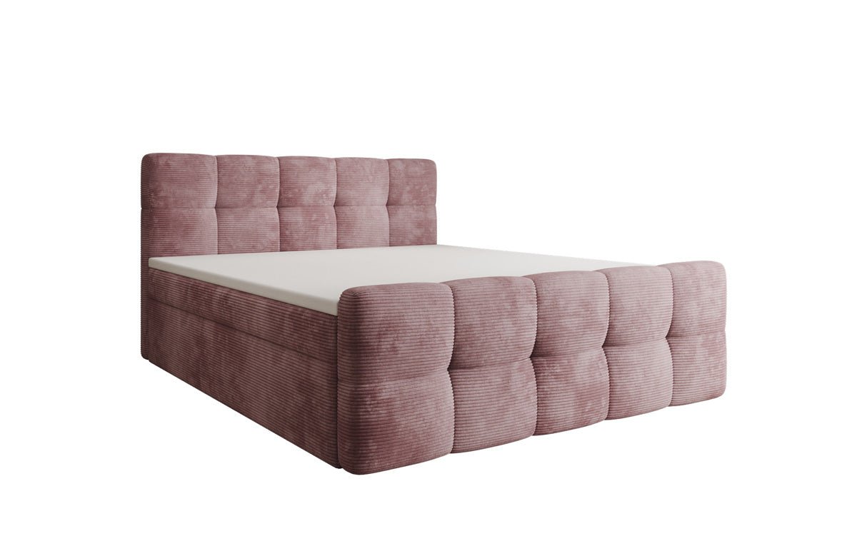 Lit boxspring Cozy en côtelé avec espace de rangement