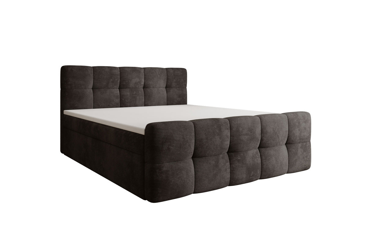 Lit boxspring Cozy en côtelé avec espace de rangement