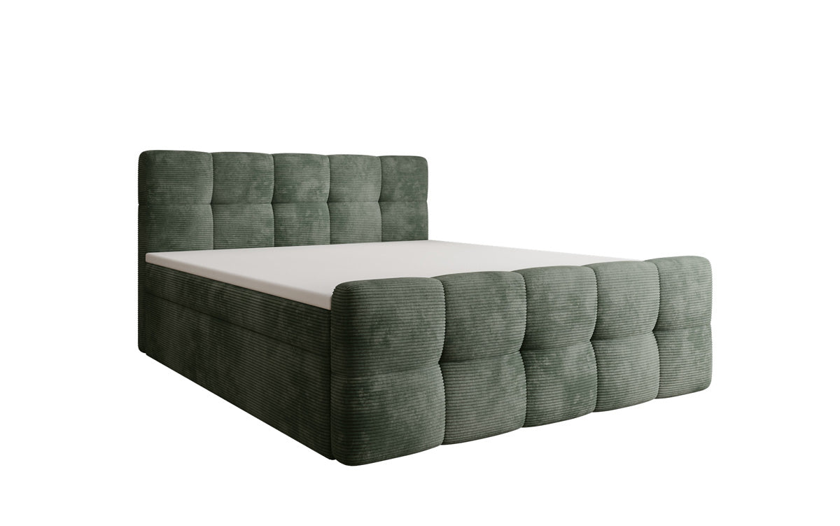 Lit boxspring Cozy en côtelé avec espace de rangement