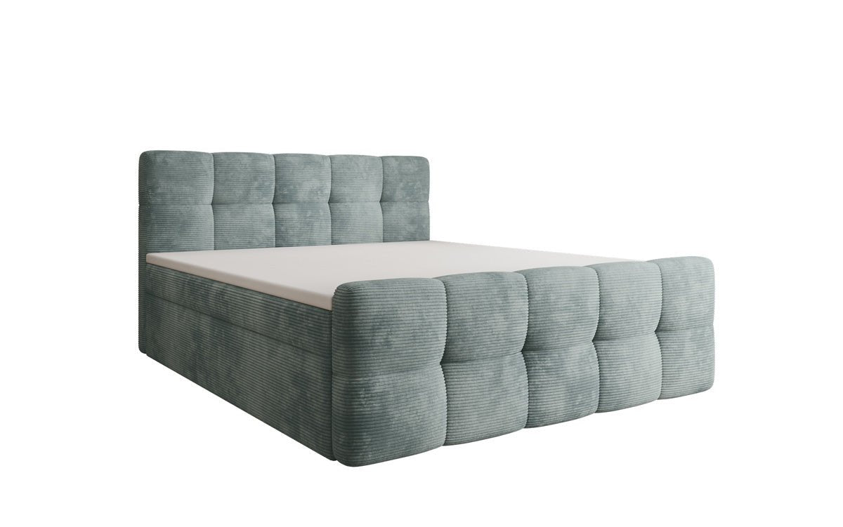 Lit boxspring Cozy en côtelé avec espace de rangement