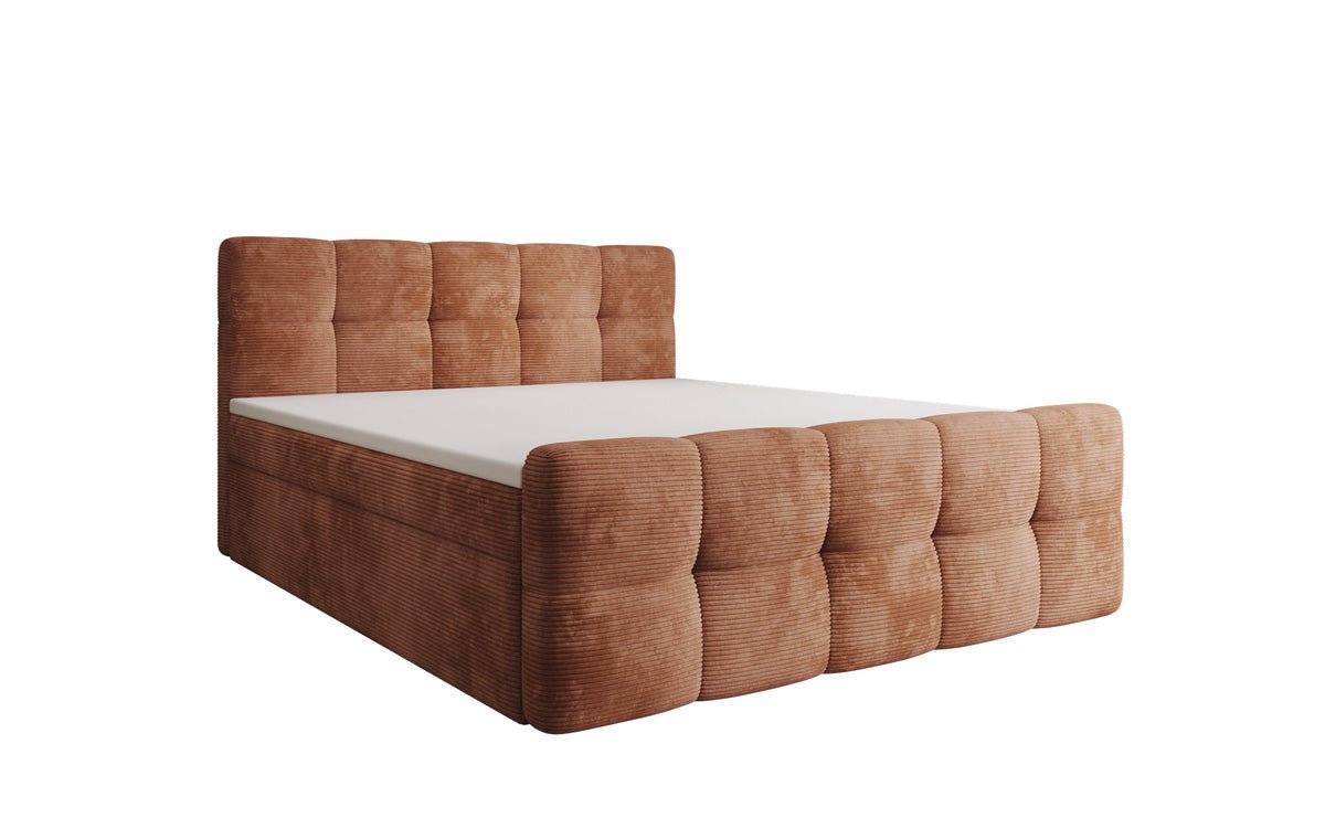 Lit boxspring Cozy en côtelé avec espace de rangement