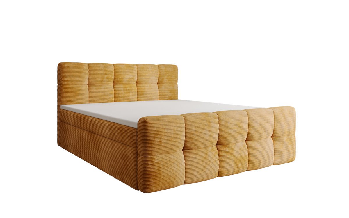 Lit boxspring Cozy en côtelé avec espace de rangement