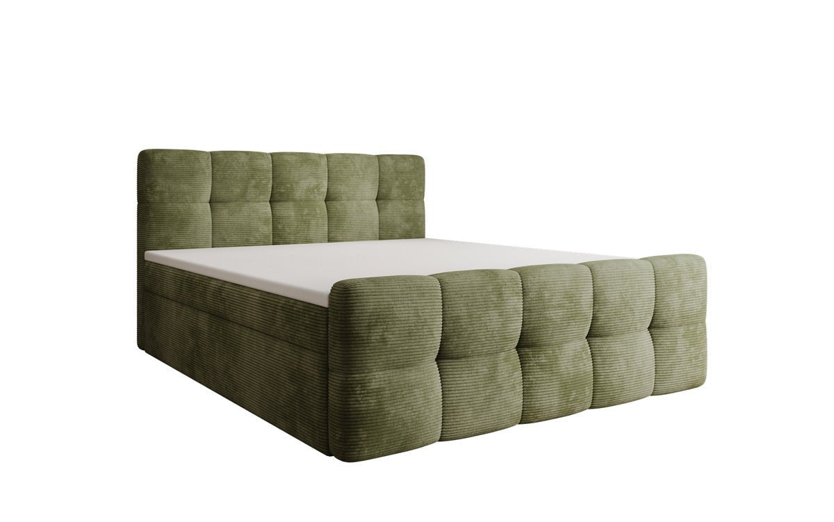 Lit boxspring Cozy en côtelé avec espace de rangement