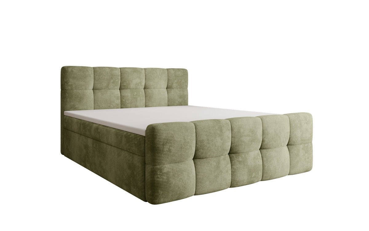 Lit boxspring Cozy en côtelé avec espace de rangement