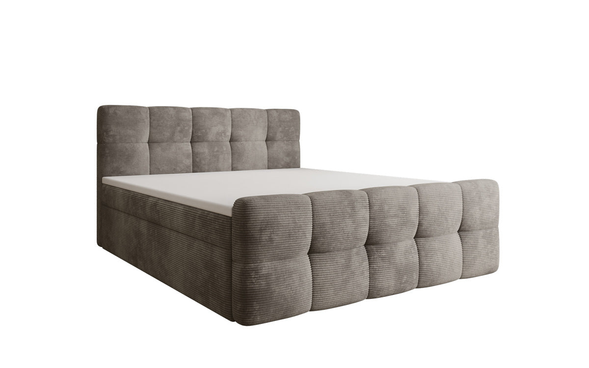 Lit boxspring Cozy en côtelé avec espace de rangement