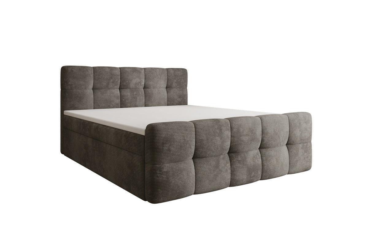 Lit boxspring Cozy en côtelé avec espace de rangement