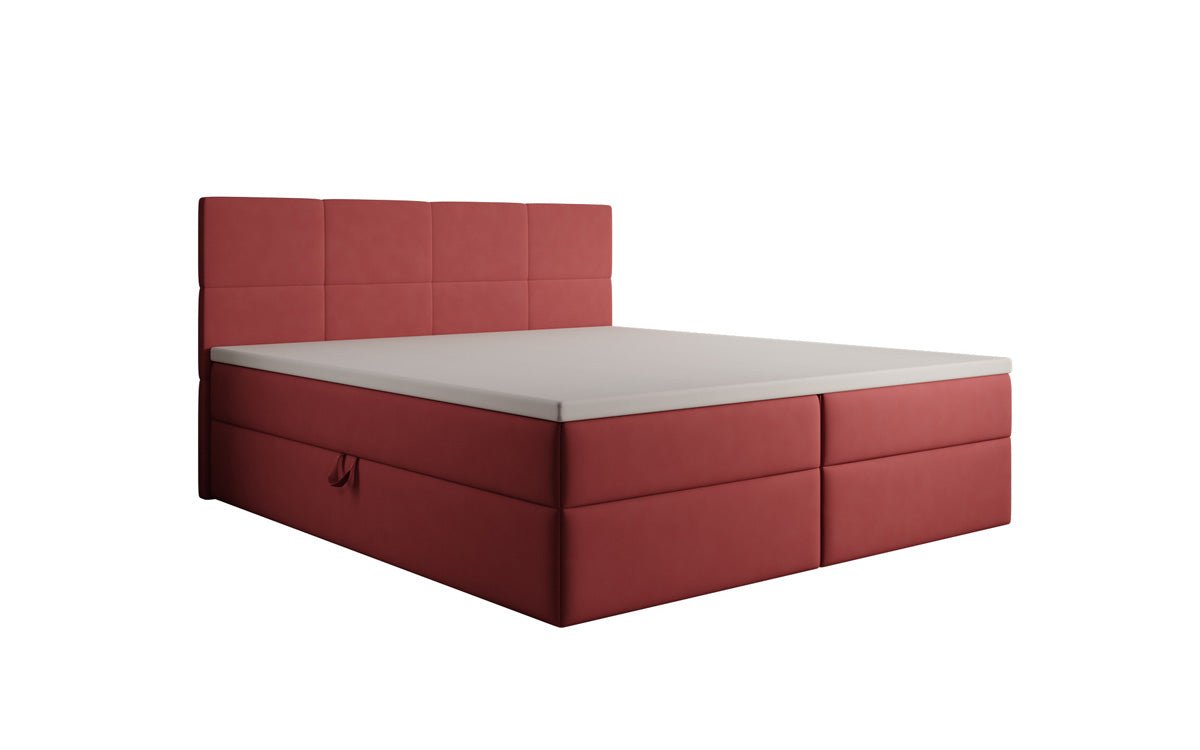 Lit boxspring Levi en tissu avec rangement
