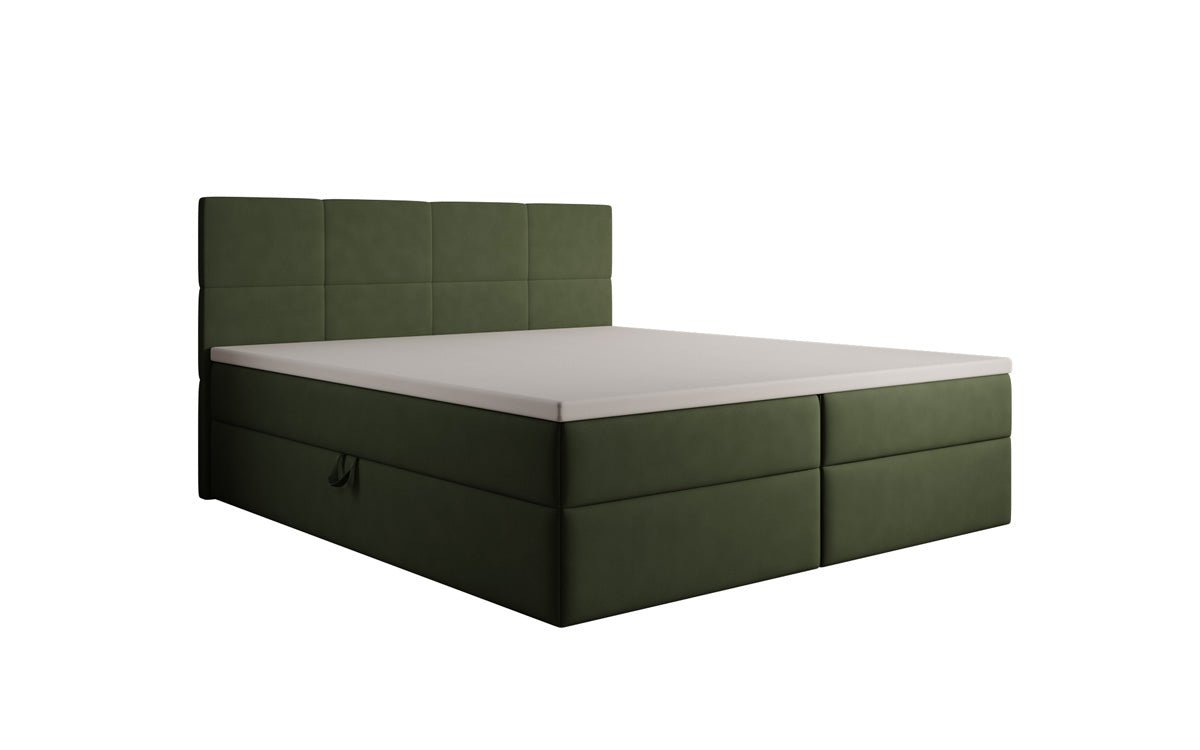 Lit boxspring Levi en tissu avec rangement